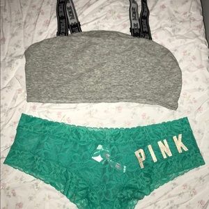 NWT L PINK BRALETTE & PANTY SET